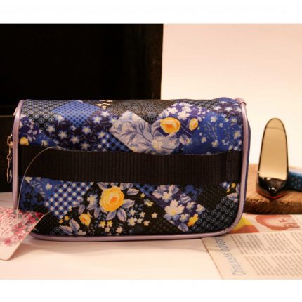 کیف لوازم آرایشی گلدار آبی
