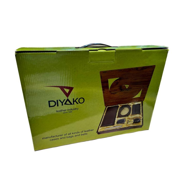 ست چرم جعبه چوبی دوبل (Diyako) با جعبه محافظ دسته دار عمده